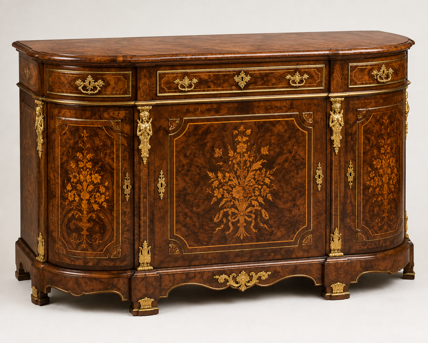 Victorian Burr Walnut Credenza