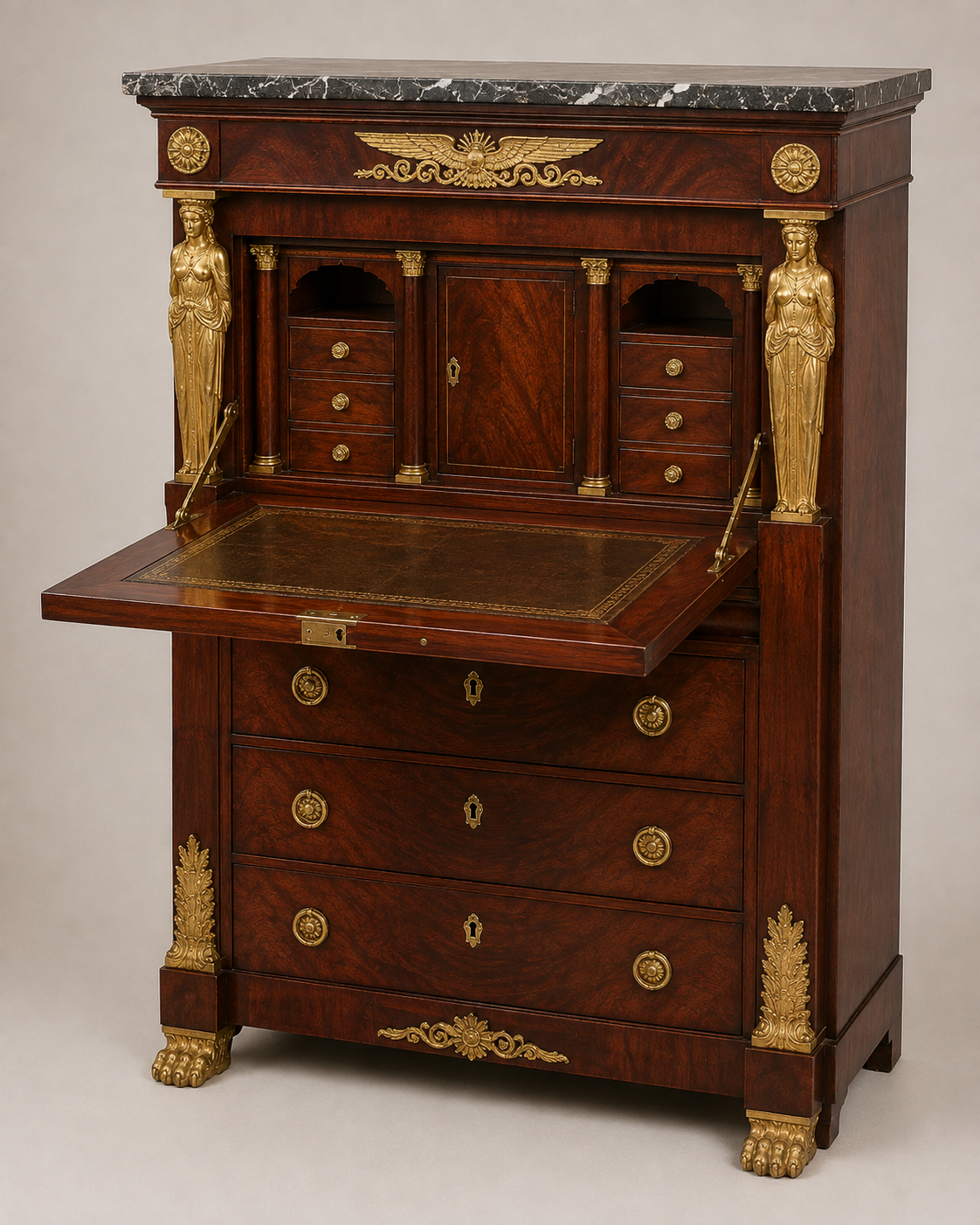 Empire Mahogany Secretaire à Abattant